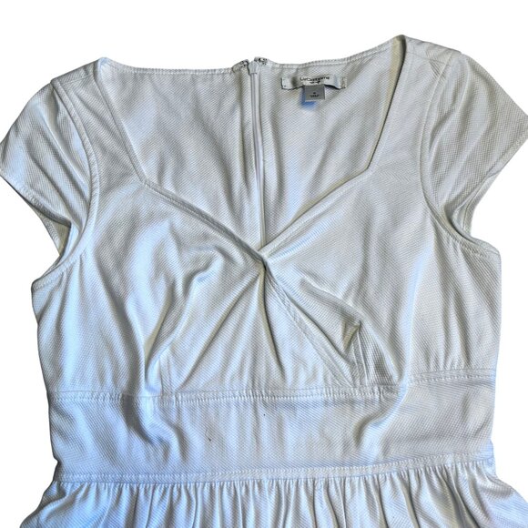 Liz Claiborne Womens White Textured Cap Sleeve Dress Size 8 - Picture 2 of 10